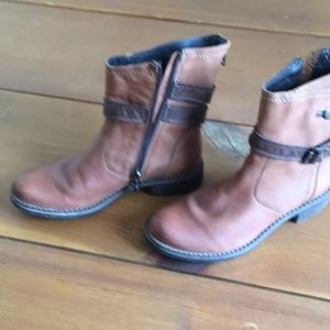 V Italia Ankle Boots Leather Side Zip Up Brown 37